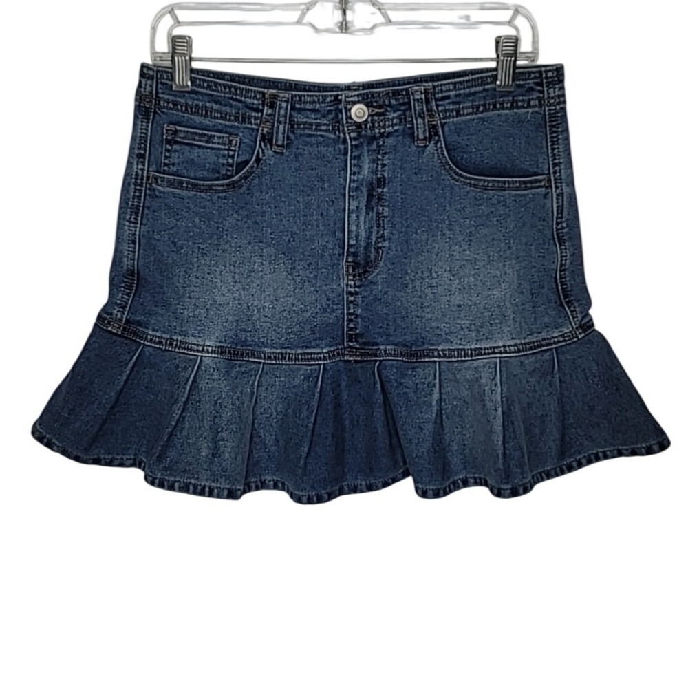 REgeneration by Celebrity Pink Denim Mini Skirt M Blue Pleated  Preppy Y2K Retro